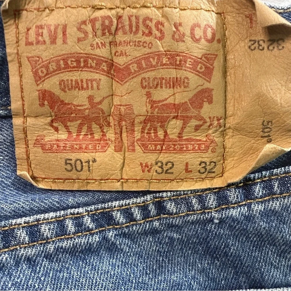 Levi's 501 Men Jeans 32x32 Straight Blue Button Fly Red Tab Denim Tag EUC